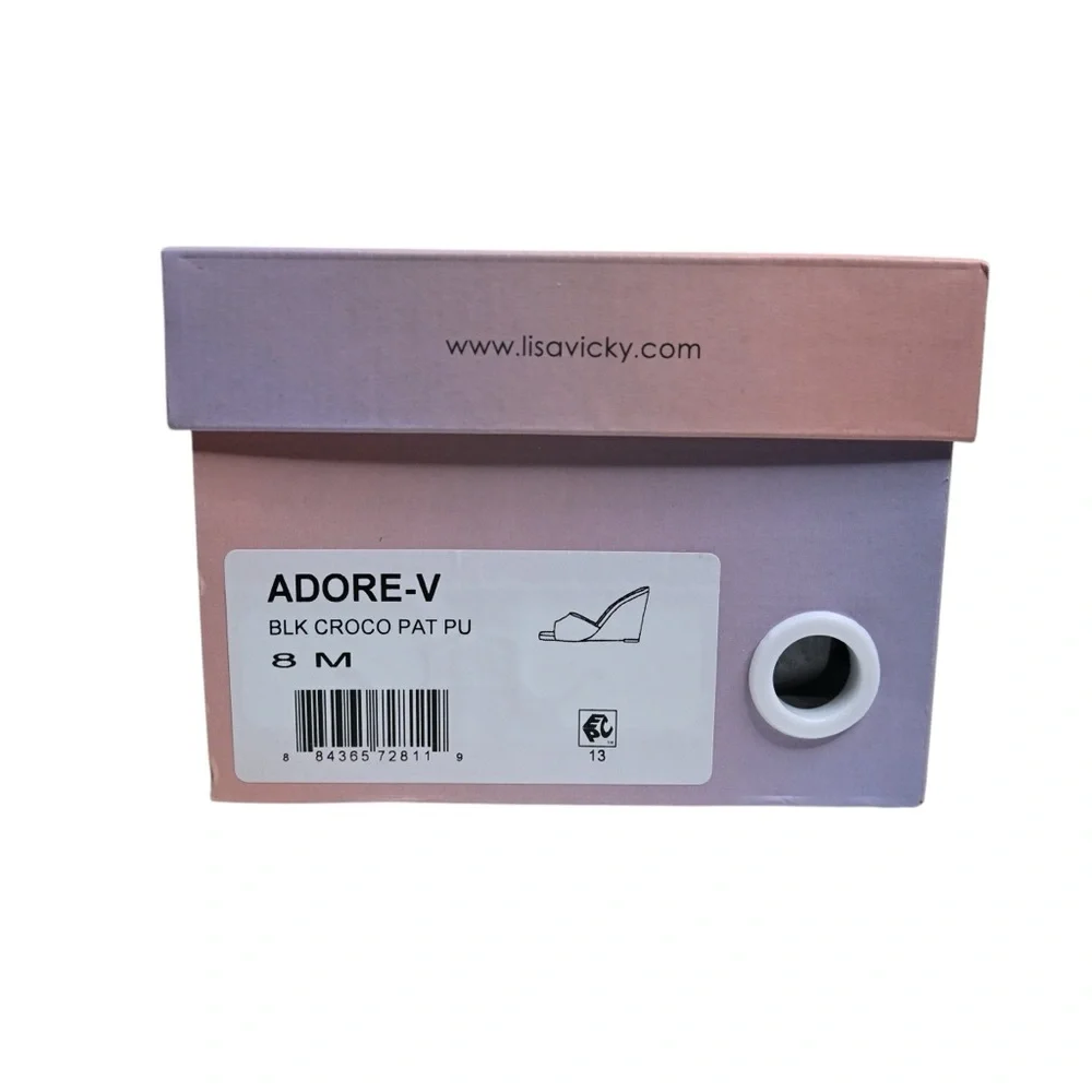 Lisa Vicky Women's 8 Adore-V Black Wedge Sandals NEW - Picture 9 of 9